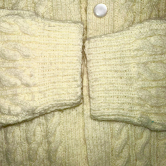 Vintage Women’s XS LS Handmade Cable Knit Button Up Sweater Pale Yellow - Picture 4 of 9